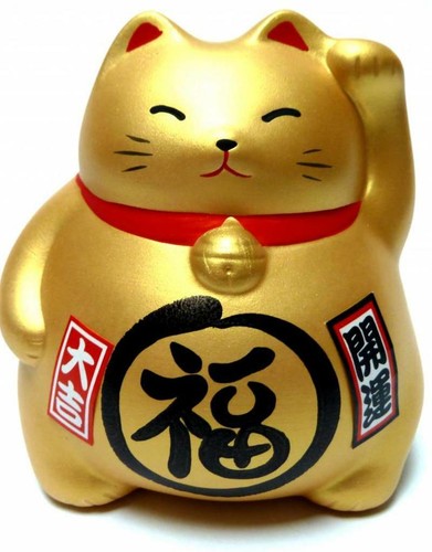 Japanese gold maneki neko - gold,