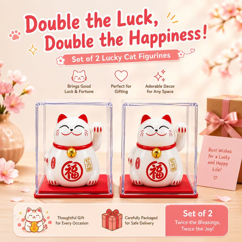 Pack lucky cat figurines - 2-pack,
